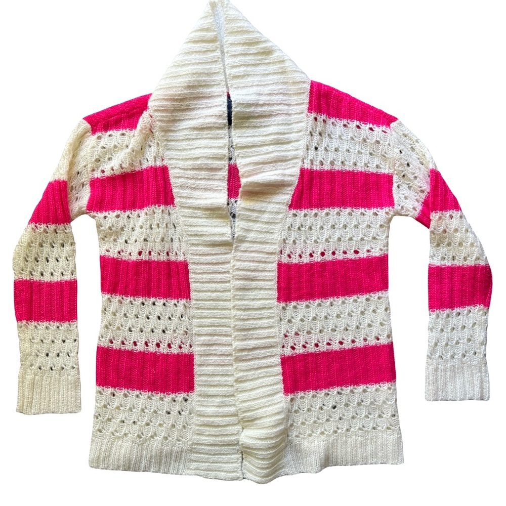 U.S. Polo Assn. Women’s Pink Striped Knit Cardigan Medium